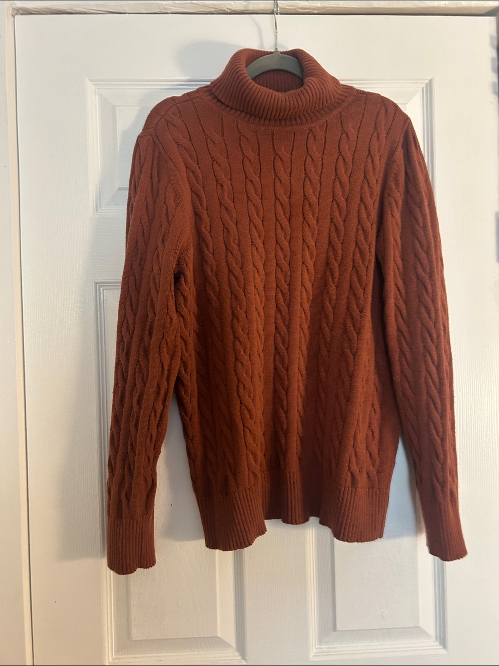 St. John's Bay Men's Cable Turtleneck Sweater - Rust Orange